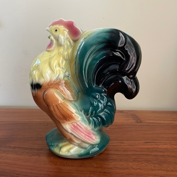 VINTAGE Royal Copley rooster vase chicken farmhouse - Picture 1 of 14